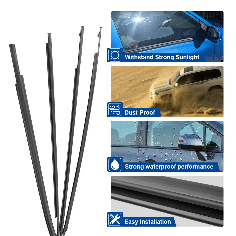 4X Car Window Seal Belt Weatherstrip For Toyota Tundra CrewMax 2007 2008 2009 2010 2011 2012 2013 2014 2015 2016 2017 2018 2019