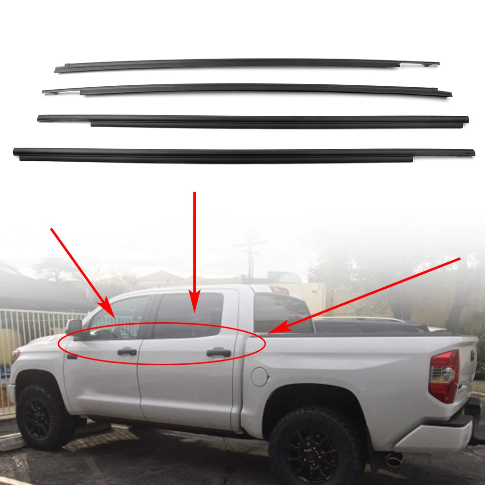 4X Car Window Seal Belt Weatherstrip For Toyota Tundra CrewMax 2007 2008 2009 2010 2011 2012 2013 2014 2015 2016 2017 2018 2019